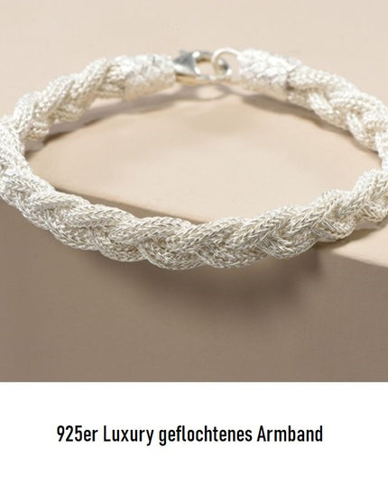 Unisex Geflochtenes Armband 925er Silber Fuchs Weiß