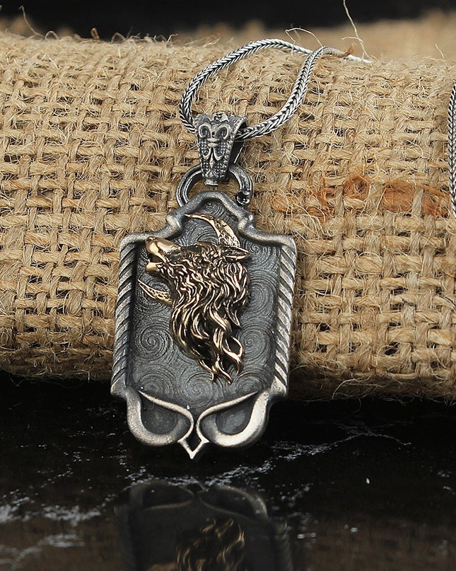 Wolf Halskette 925 Sterling Silber