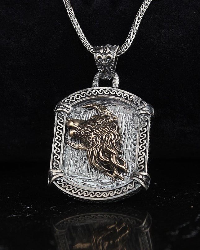 Wolf Halskette 925 Sterling Silber