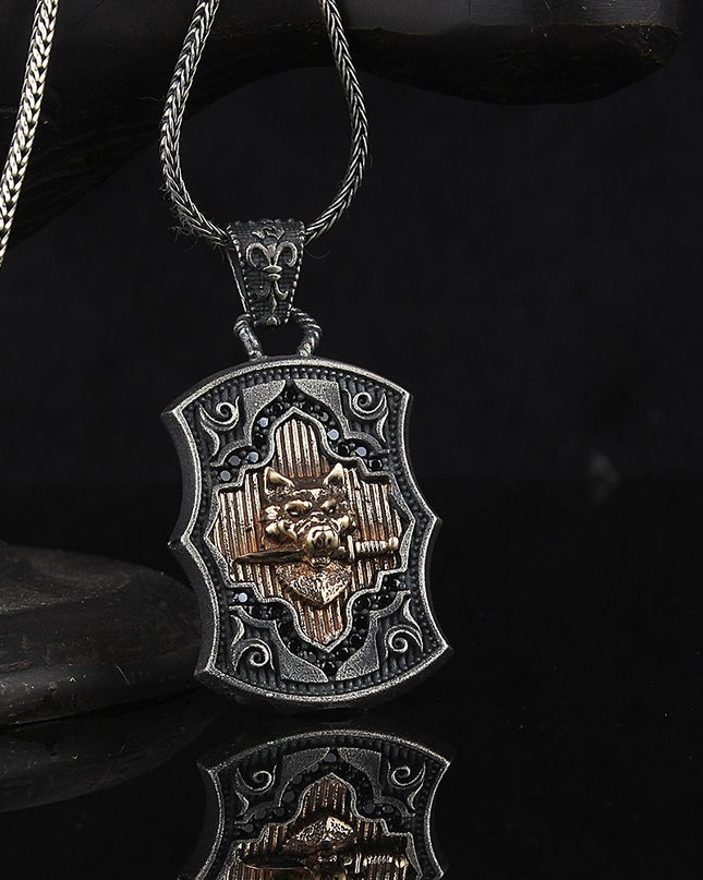 Wolf Halskette 925 Sterling Silber