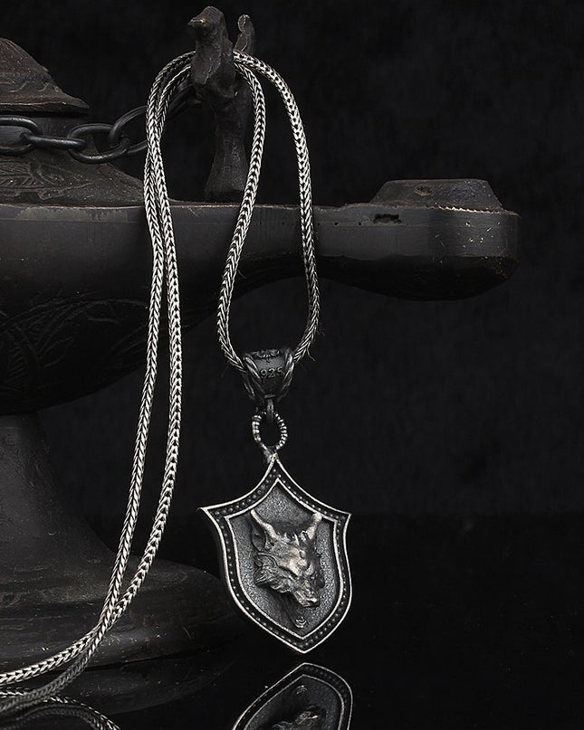 Wolf Halskette 925 Sterling Silber