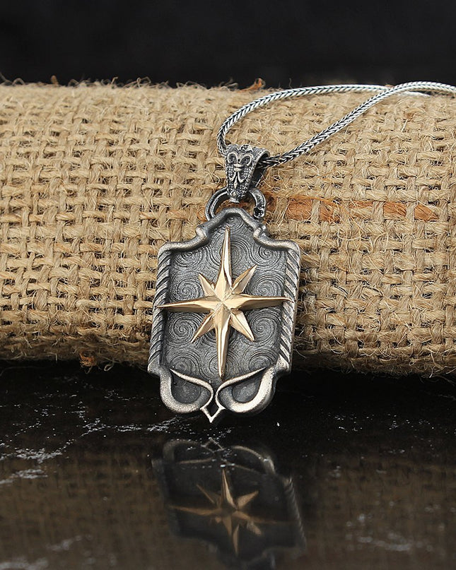 Kompass Halskette 925 Sterling Silber