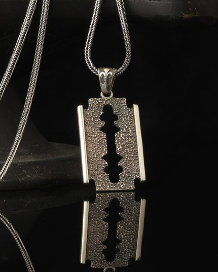 Rasierklinge Halskette 925 Sterling Silber