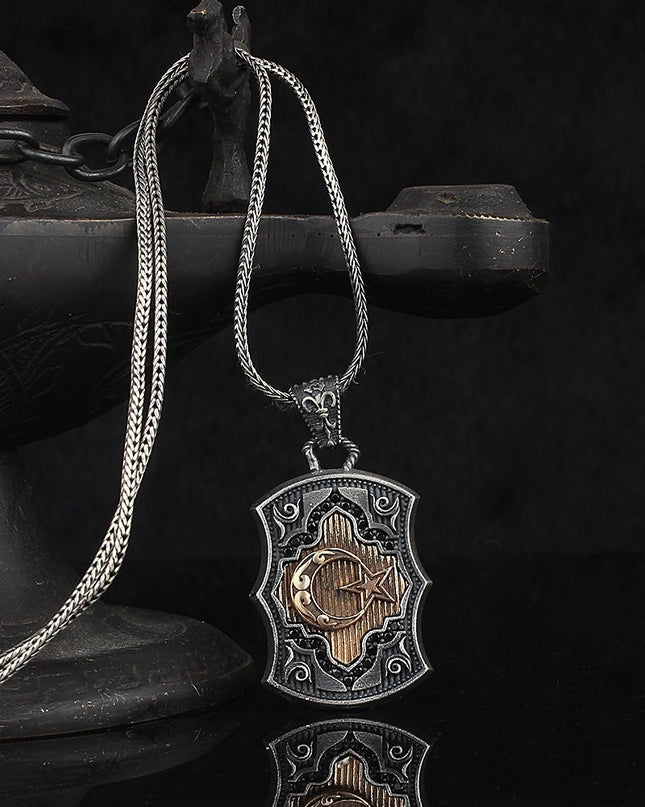 Mond Stern Ayyildiz Halskette 925 Sterling Silber