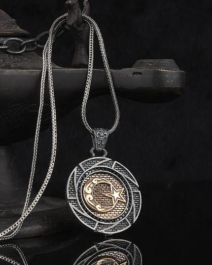 Mond Stern Ayyildiz Halskette 925 Sterling Silber