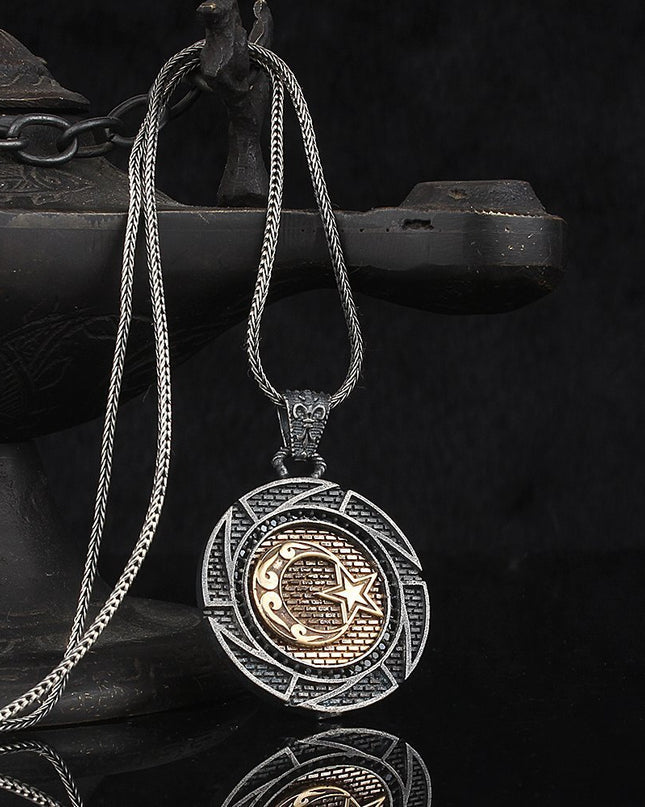 Mond Stern Ayyildiz Halskette 925 Sterling Silber