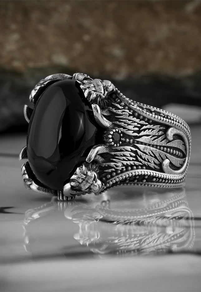 Löwe 925 Silber Ring Onyx