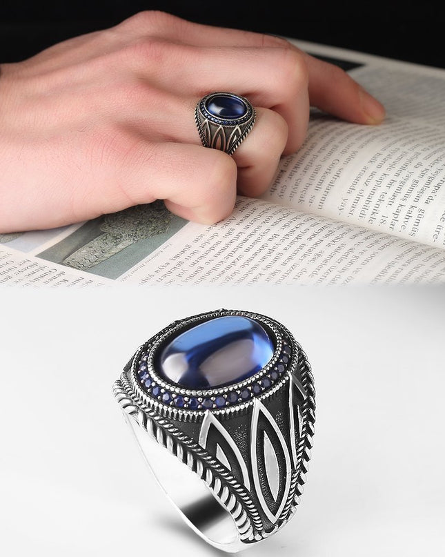 925 Silber Ring mit parlamentsblauem Zirkon