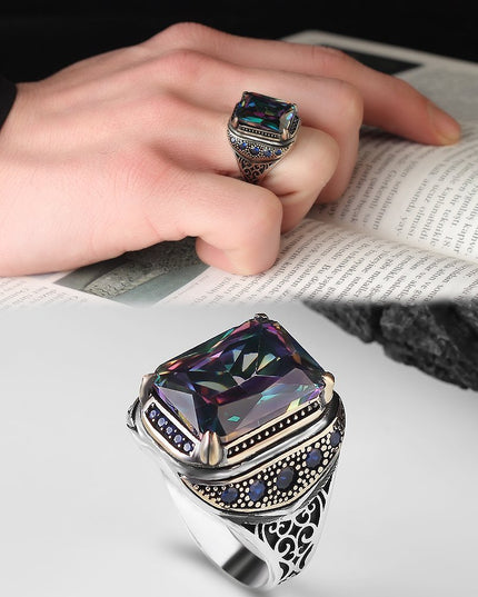 Mystischer Topas 925 Silber Ring