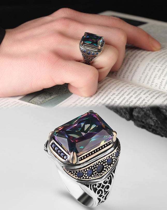 Mystischer Topas 925 Silber Ring