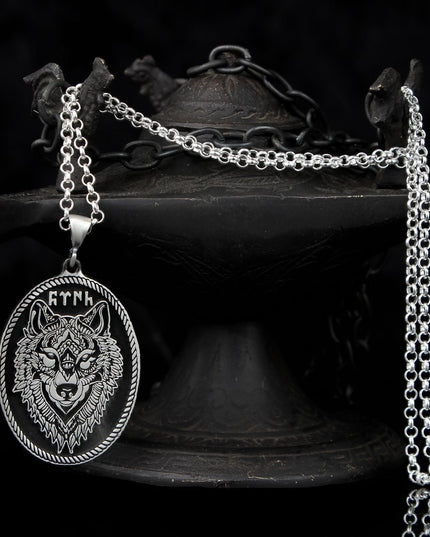 Wolf Halskette 925 Sterling Silber