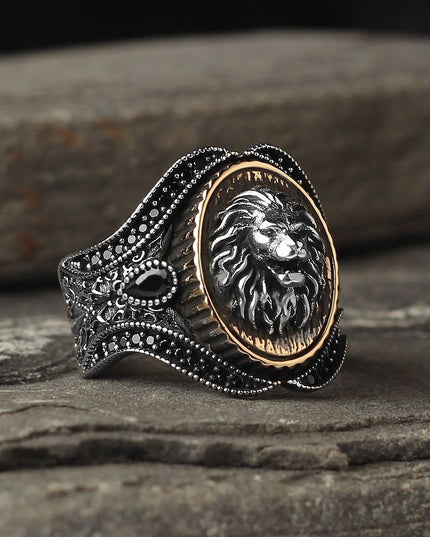 925 Silber Ring Löwe