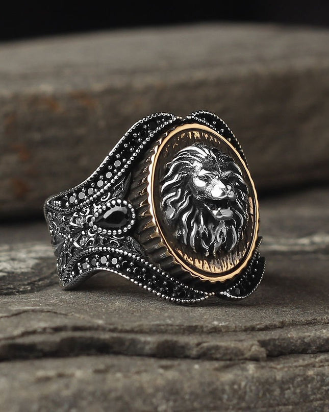 925 Silber Ring Löwe