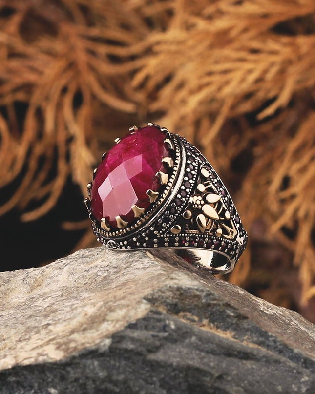 925 Silber Ring Rubinstein