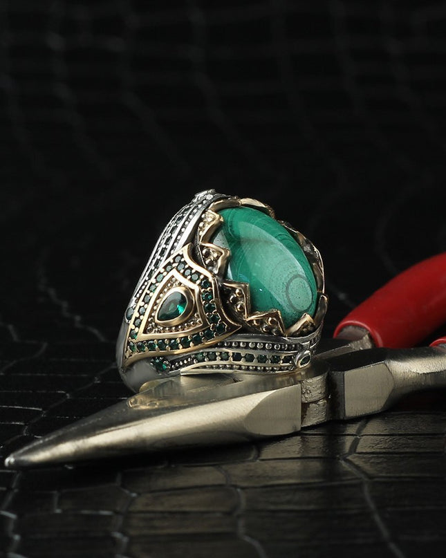 925 Silber Ring Malachit