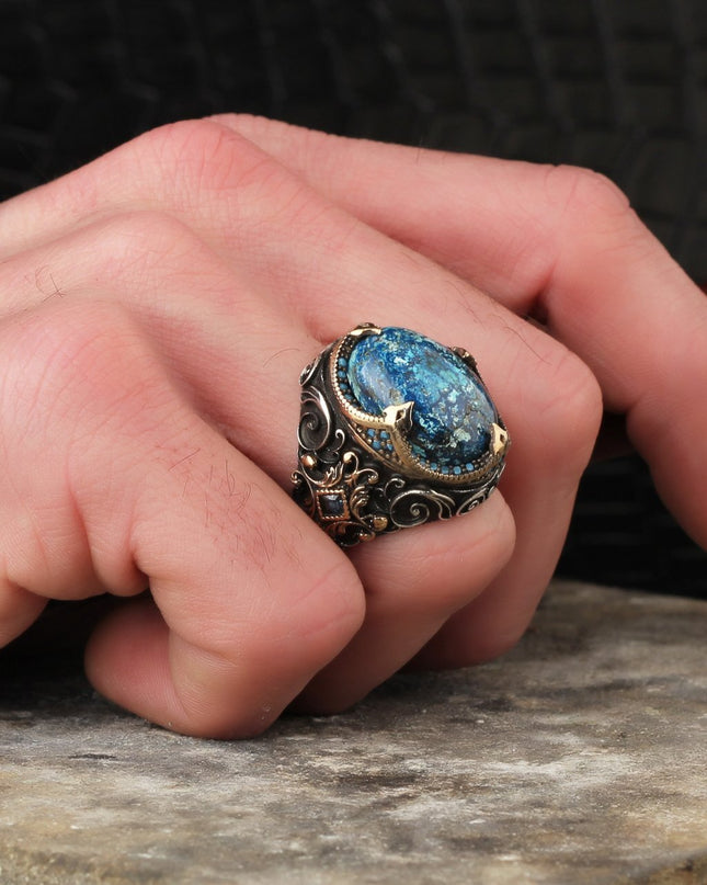 925 Silber Ring Azurit