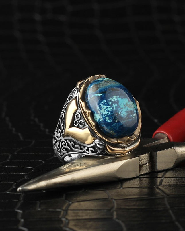 925 Silber Ring Azurit
