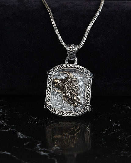 Wolf Halskette 925 Sterling Silber