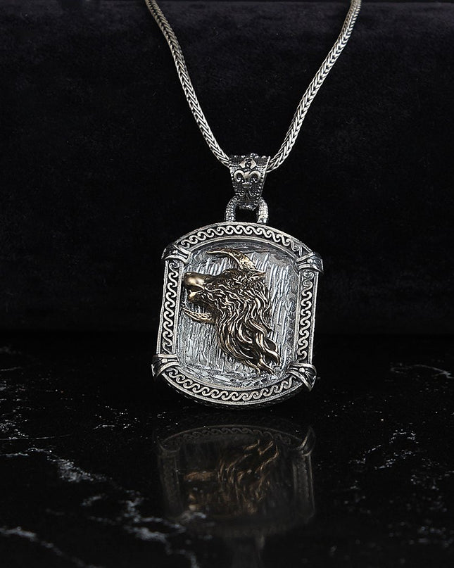 Wolf Halskette 925 Sterling Silber