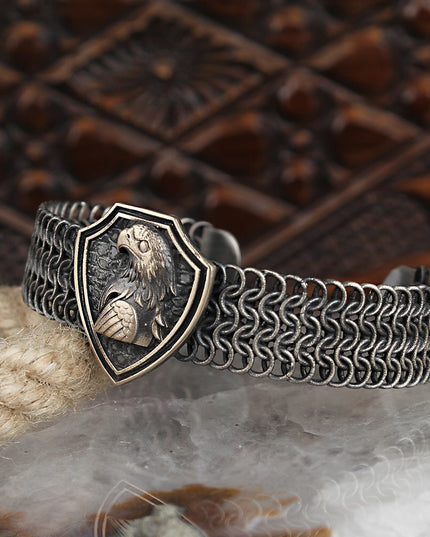 Free Size Adler Geflochtenes Armband 925 Silber