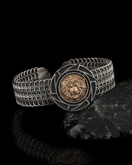 Free Size Löwe Geflochtenes Armband 925 Silber