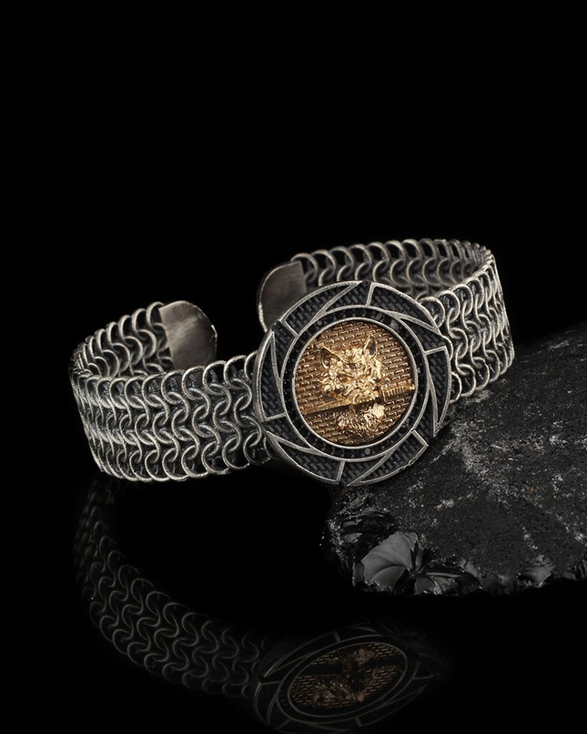 Free Size Wolf Geflochtenes Armband 925 Silber