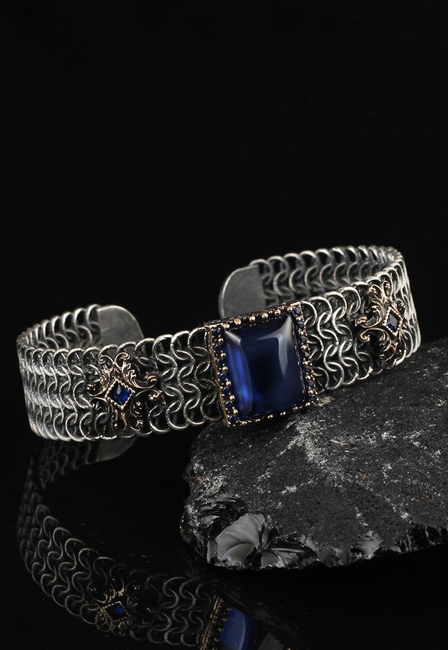 Tigerauge Stein Free Size Geflochtenes Armband 925 Silber