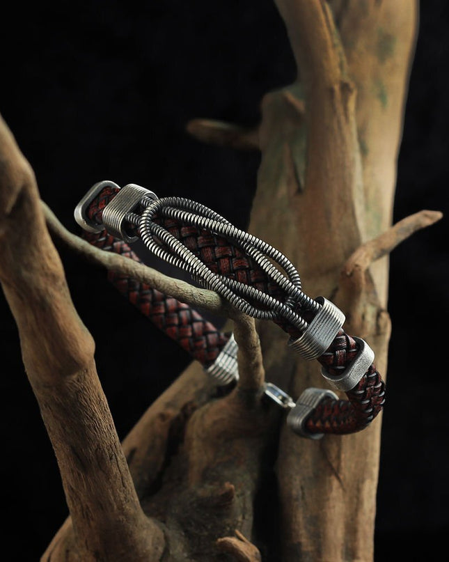 Leder Silber Armband