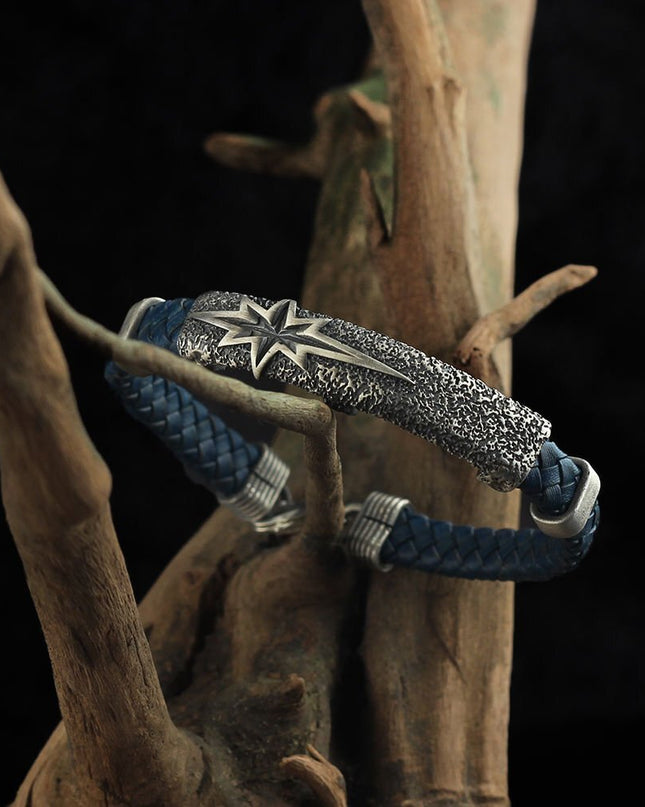 Polarstern Leder Silber Armband
