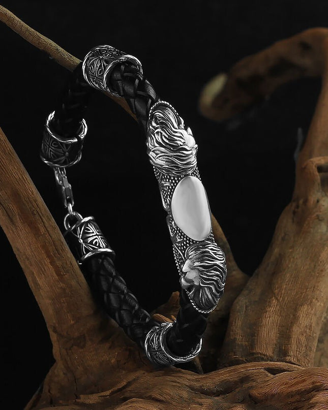 Leder Silber Armband
