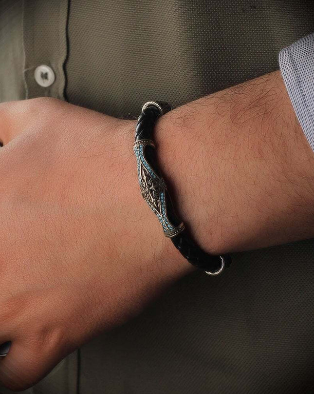 Leder Silber Armband