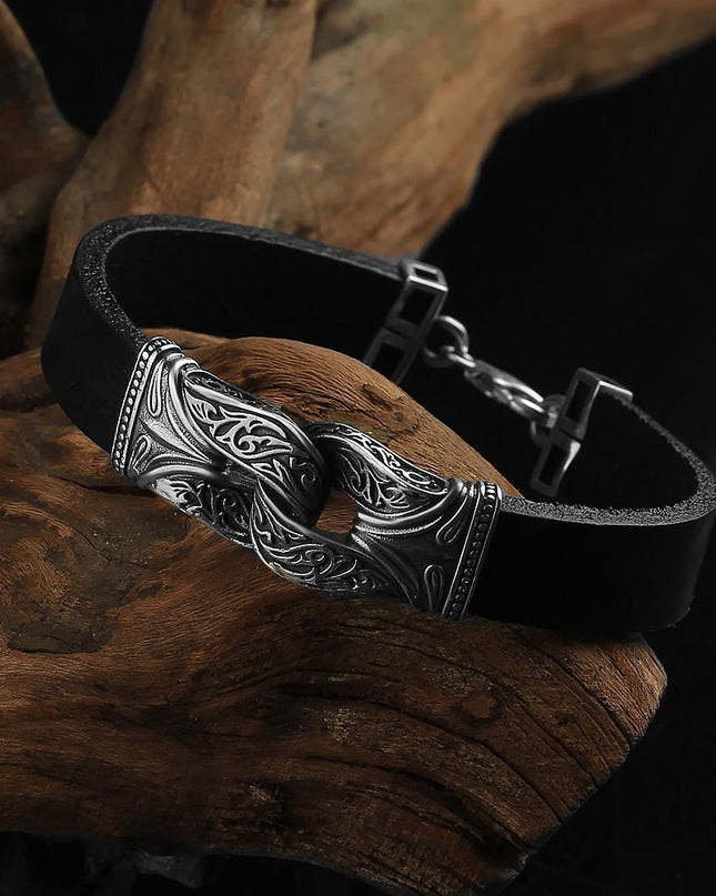 Leder Silber Armband