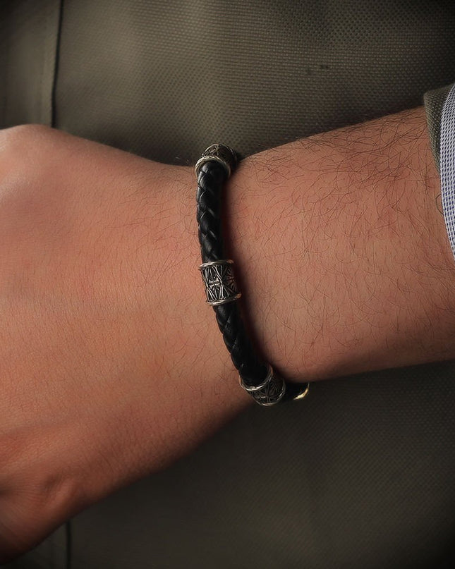 Leder Silber Armband
