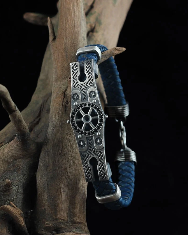 Leder Silber Armband