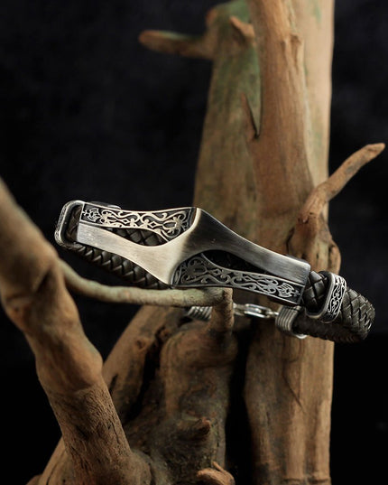 Leder Silber Armband