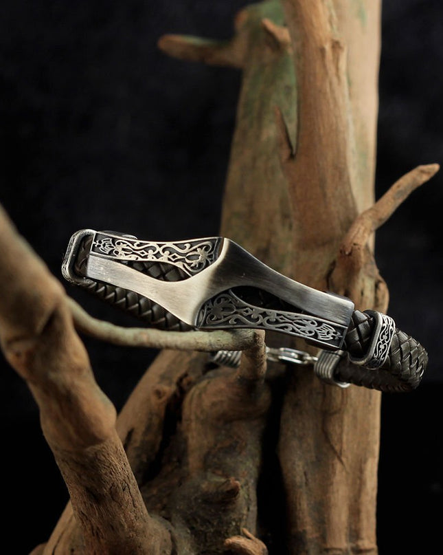 Leder Silber Armband