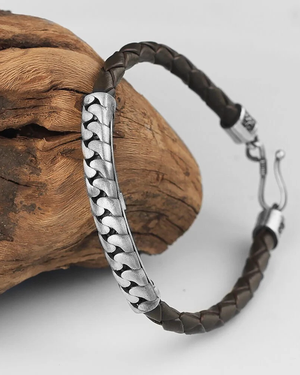 Leder Silber Armband