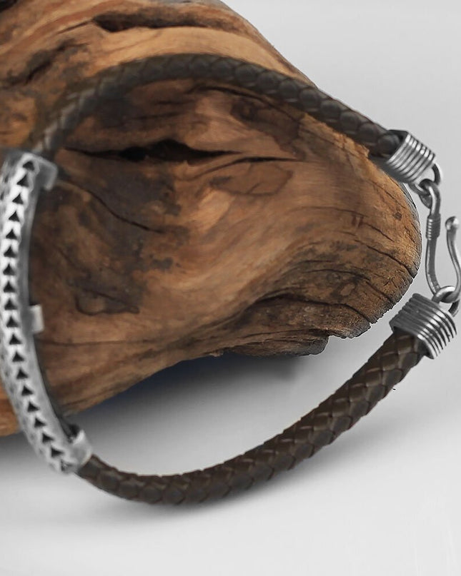 Leder Silber Armband