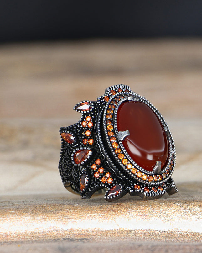925 Silber Ring Achat Aqiq