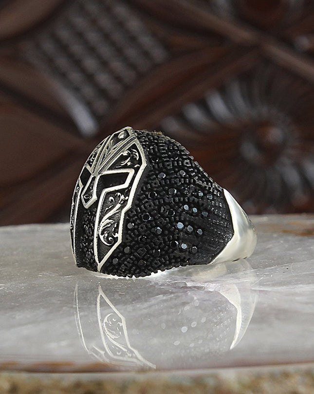 925 Silber Zirkon Krieger Helm  Ring
