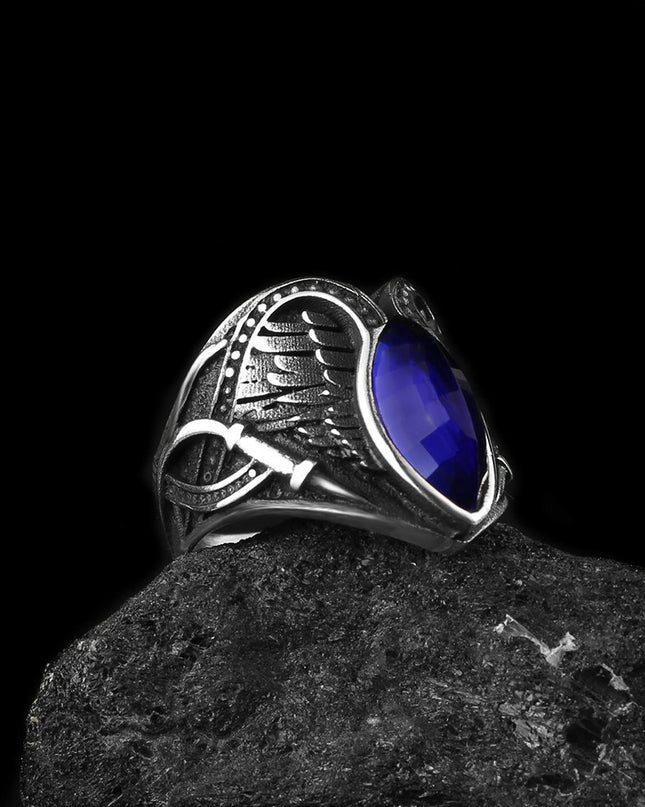 925 Silber blauer Zirkon Ring