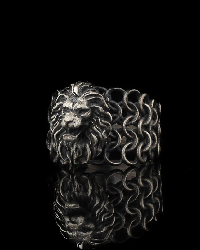 925 Silber Löwe Herrenring