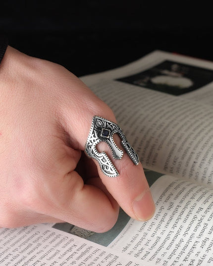 925 Silber Zirkon Krieger Helm  Ring