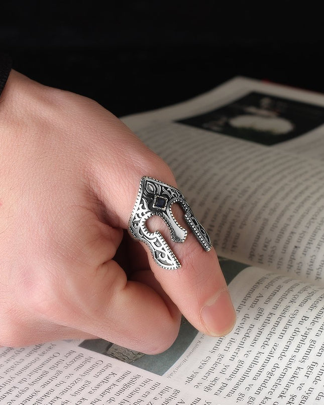 925 Silber Zirkon Krieger Helm  Ring
