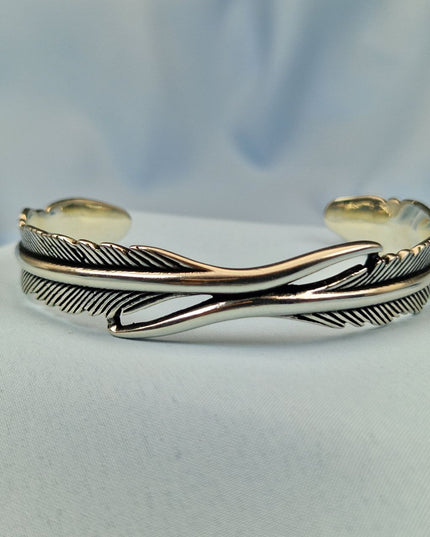925 Silber Unisex Handgemachter federförmiger Armreif Bangle