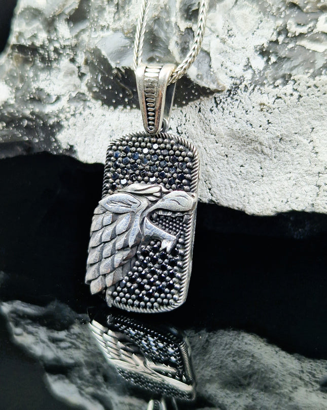 Wolf Halskette 925 Sterling Silber