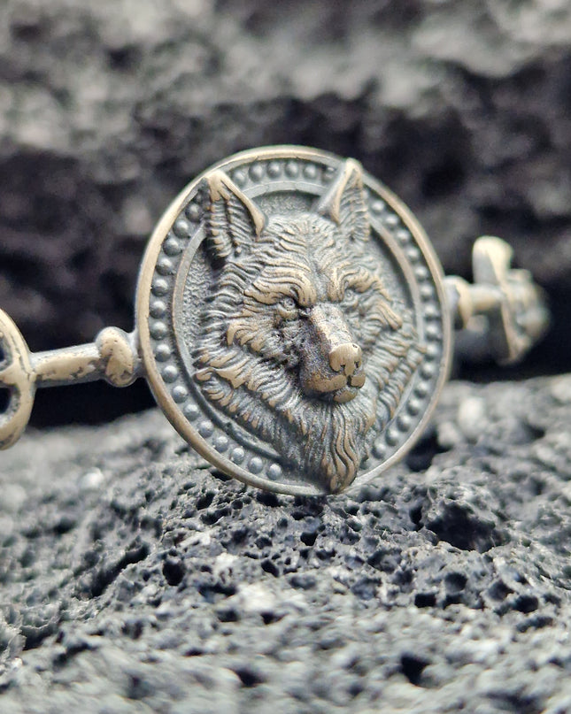 Herren Wolf Freesize Armband Bangle