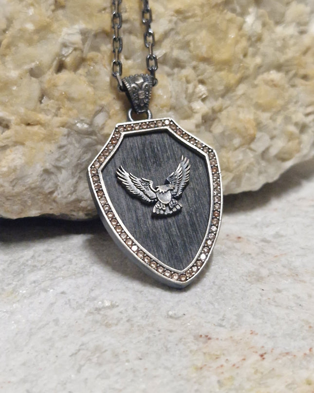 Geflügelte Adler Halskette 925 Sterling Silber mit Zirkon
