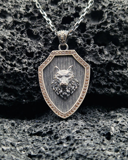 Wolf Halskette 925 Sterling Silber