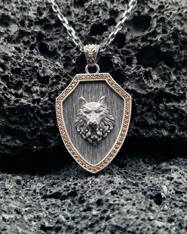 Wolf Halskette 925 Sterling Silber